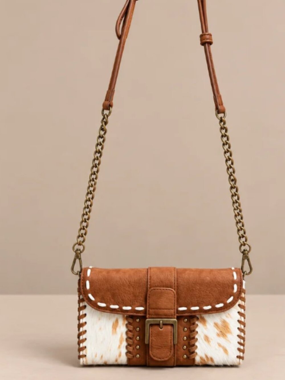 Trinity Ranch Genuine Cowhide Western Wallet Crossbody Bag Brown-NWT